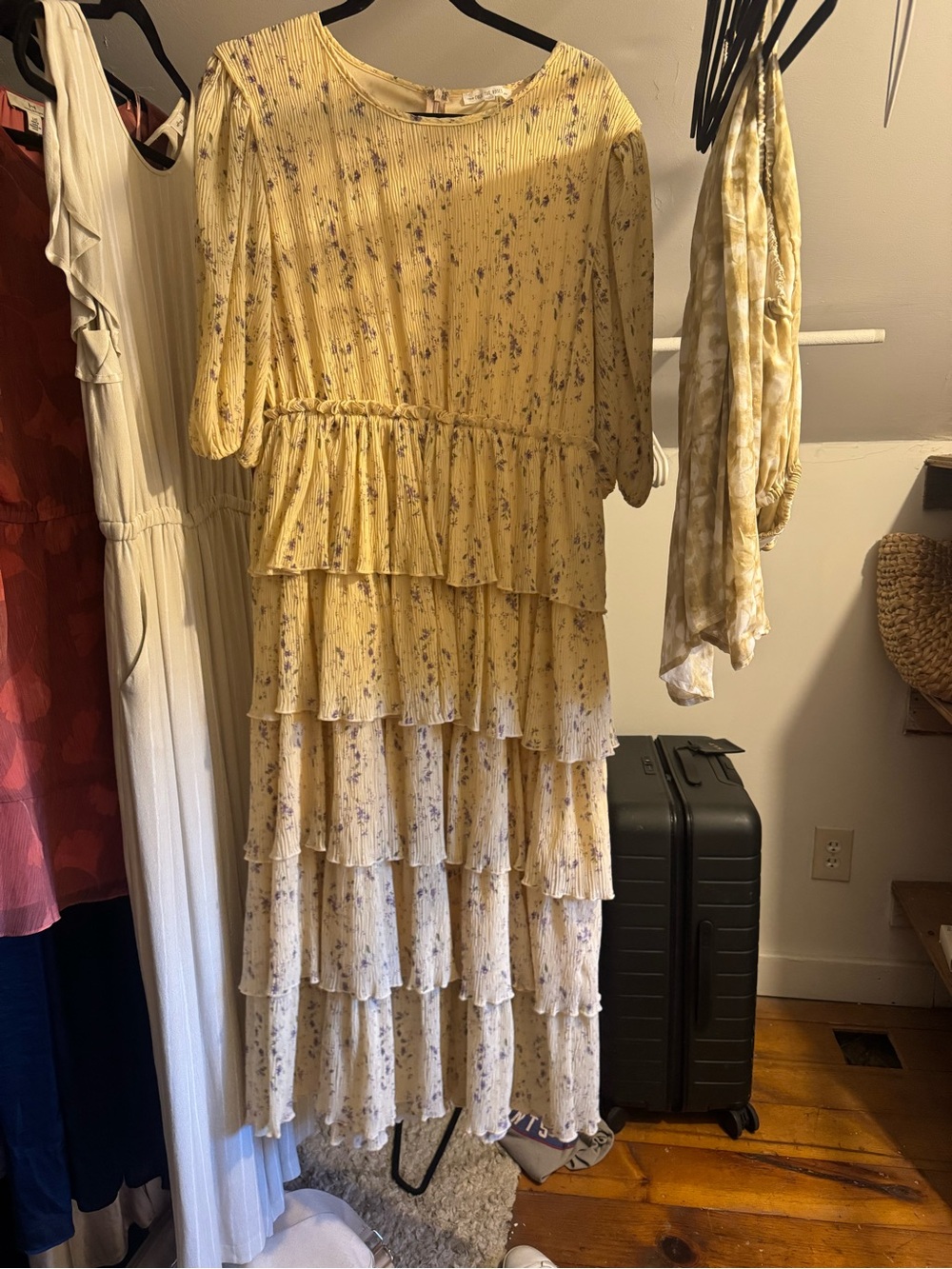 Nordstrom Yellow Floral Tiered Maxi Dress